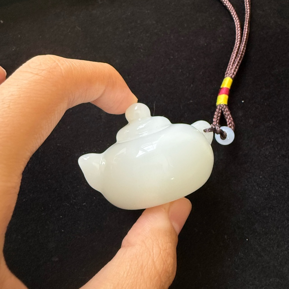 White Jade Hand-carved Tea Pot Ornament 🫖